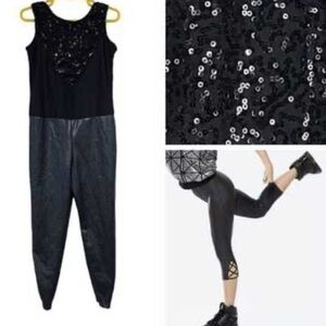Elegant Black Sequin Women's Jumpsuit dancewear costume adult M sequin